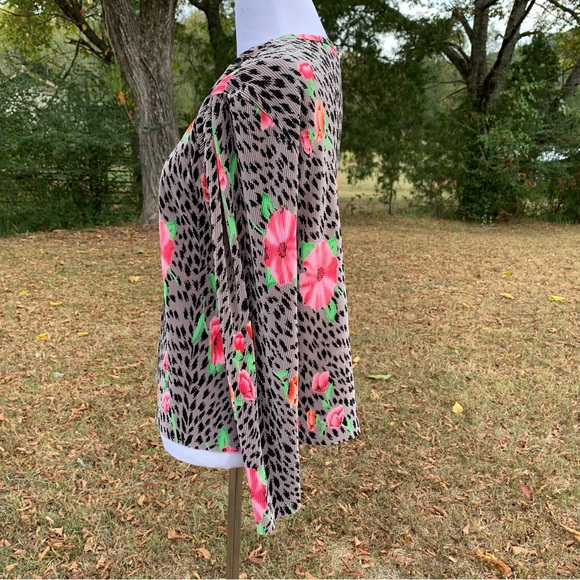 Vintage TESS Ribbed Leopard Dalmatian Vibrant Bright Floral Pattern Cardigan - Picture 10 of 15